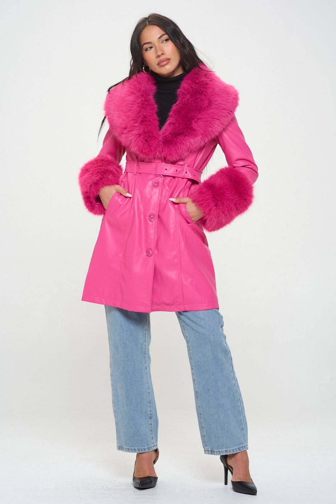 L414L1: Emberlong Vegan Leather Coat