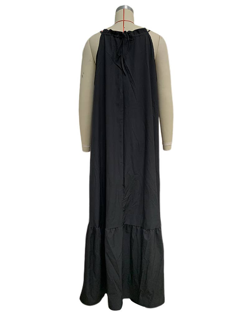 Solid halter sleeveless maxi dress