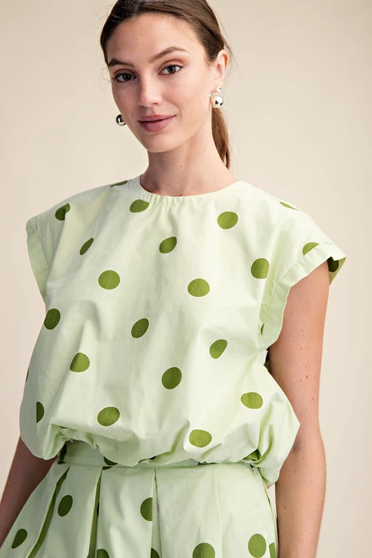 GS9884 - Pleated Midi Skirt & Bubble Top