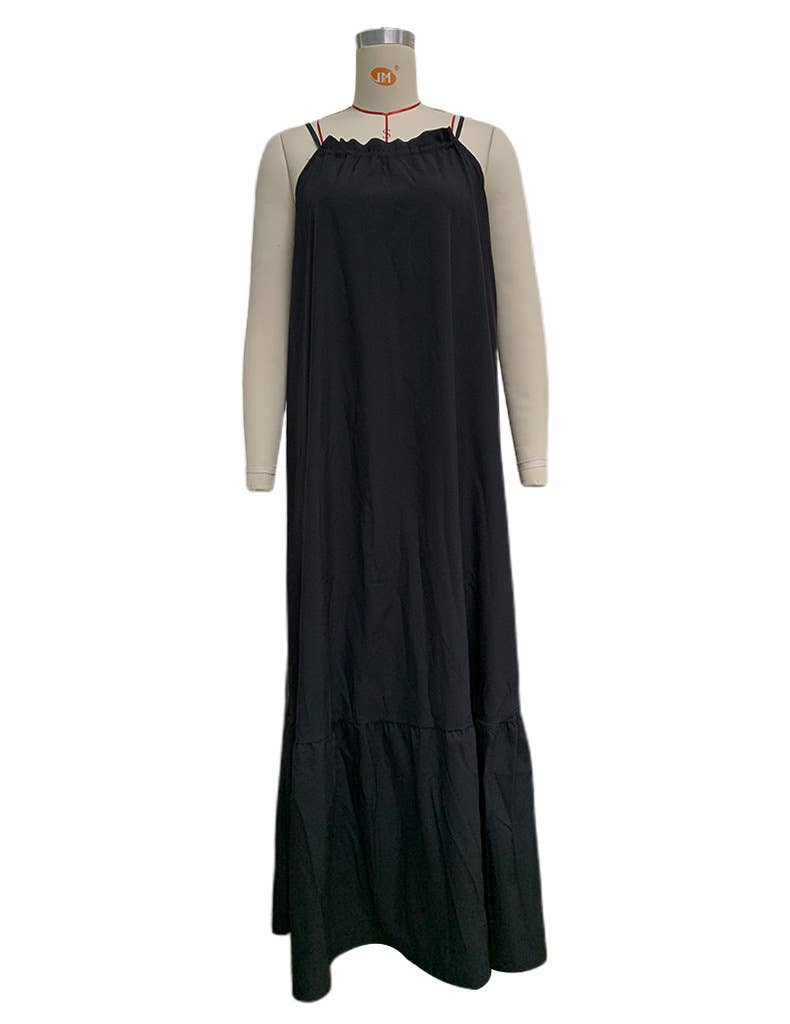 Solid halter sleeveless maxi dress