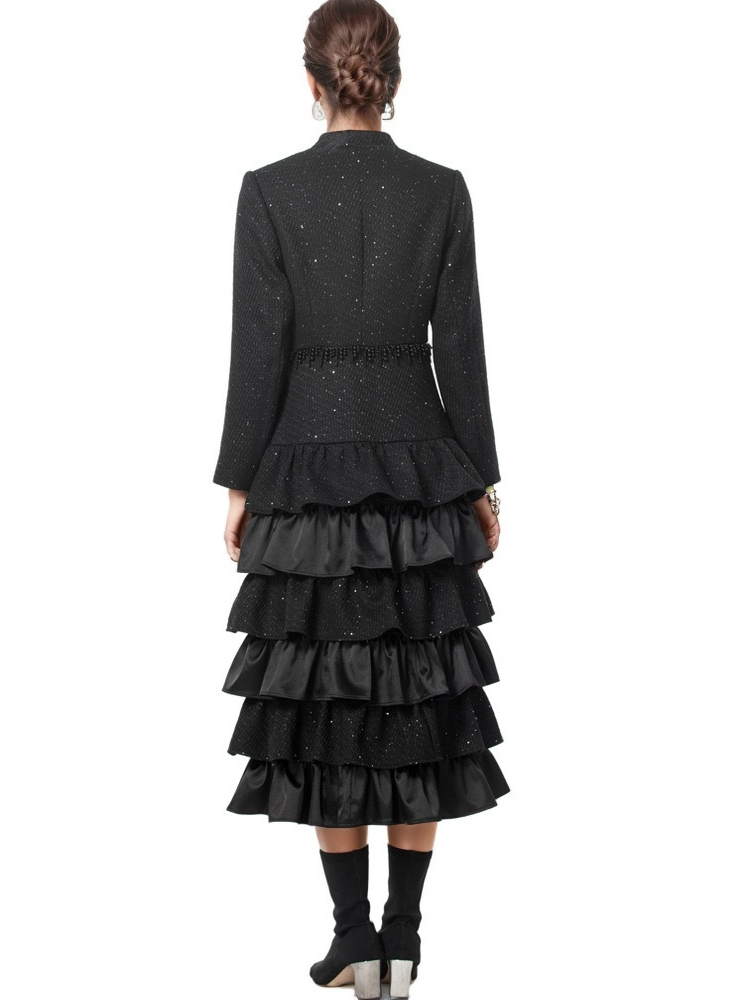 CT110L Handmade Beaded Tassel Ruffled Cake Windbreaker