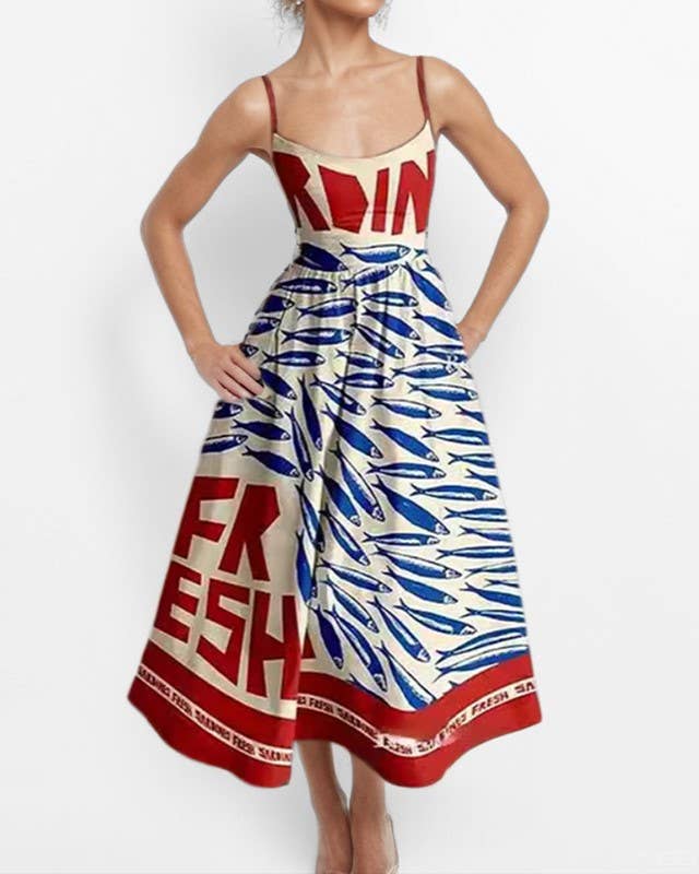 Summer Fashion Prnt Sexy Style Slip Long Dress