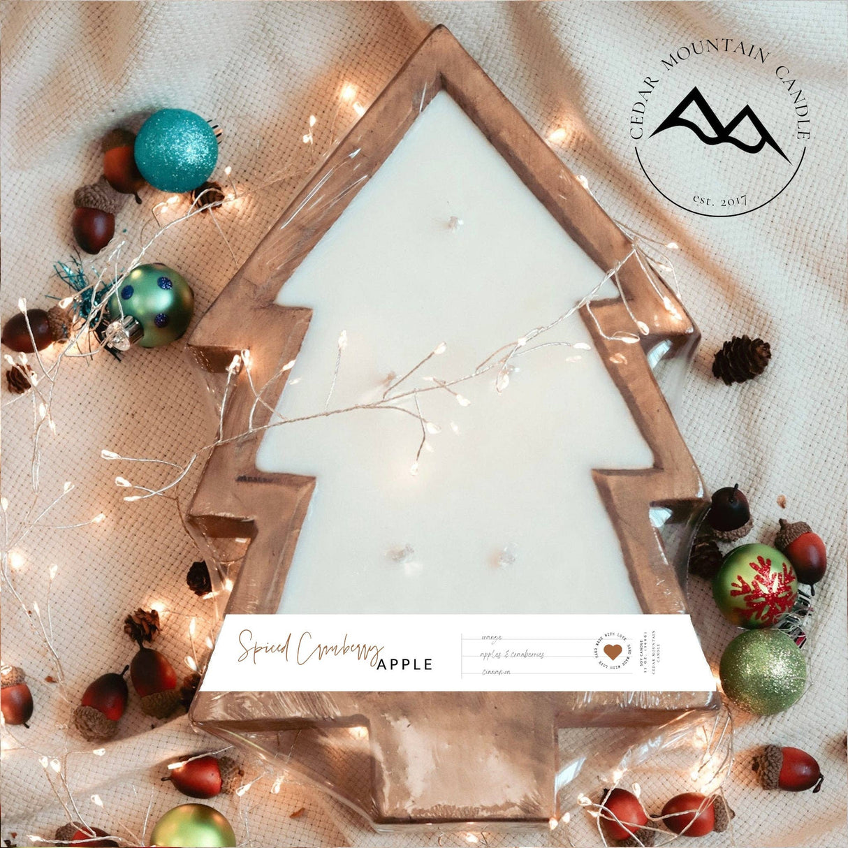 FALL SCENTS: Christmas Tree Wood Dough Bowl Soy Candle: White / Blackberry Bourbon