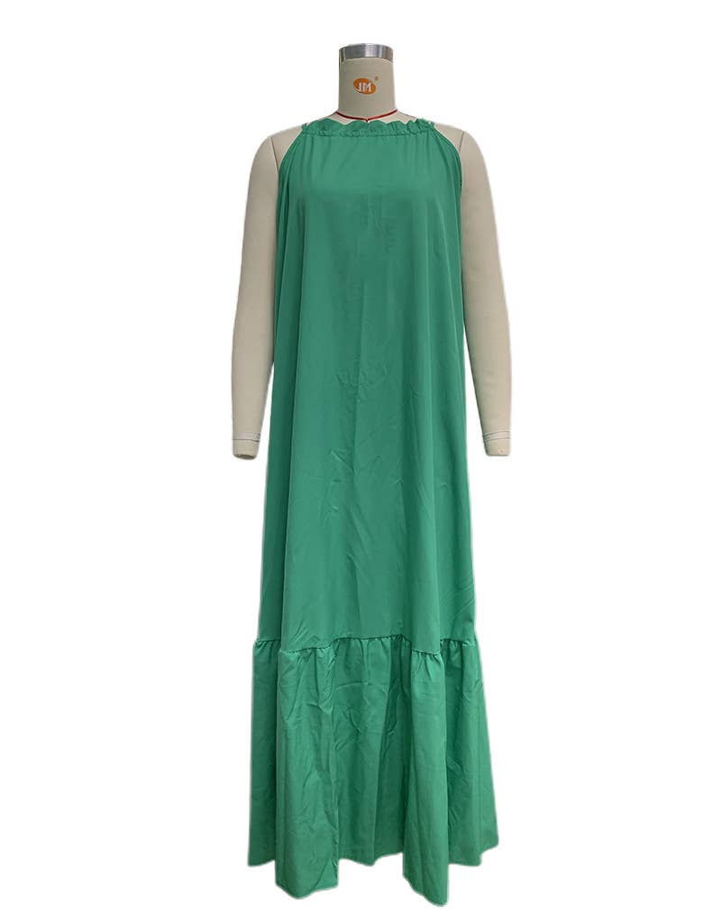Solid halter sleeveless maxi dress