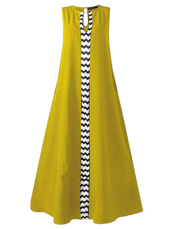 Loose Printed Split-Joint Sleeveless Maxi Dress
