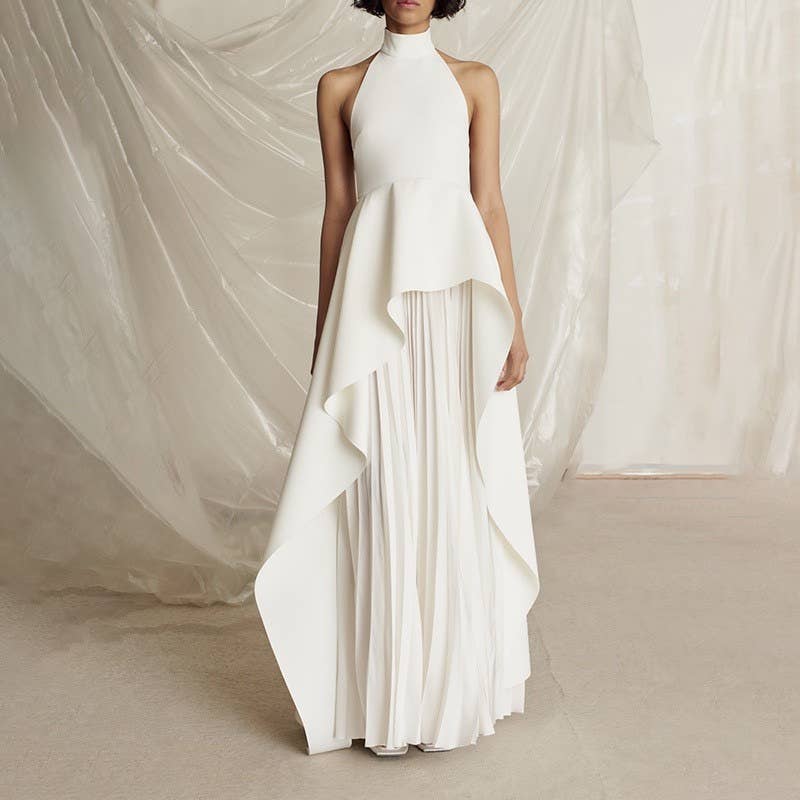 SET090 Autumn Chic: Halter Top & Pleated Skirt
