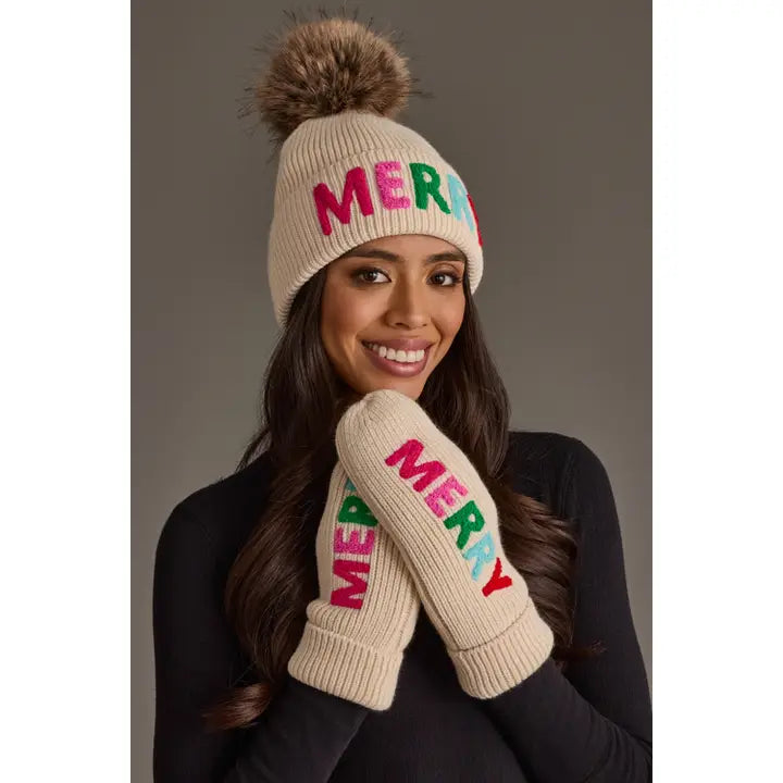 M-445 Beige Merry Knit Mittens