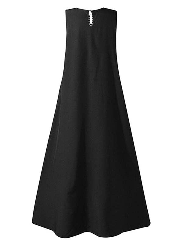 Loose Printed Split-Joint Sleeveless Maxi Dress
