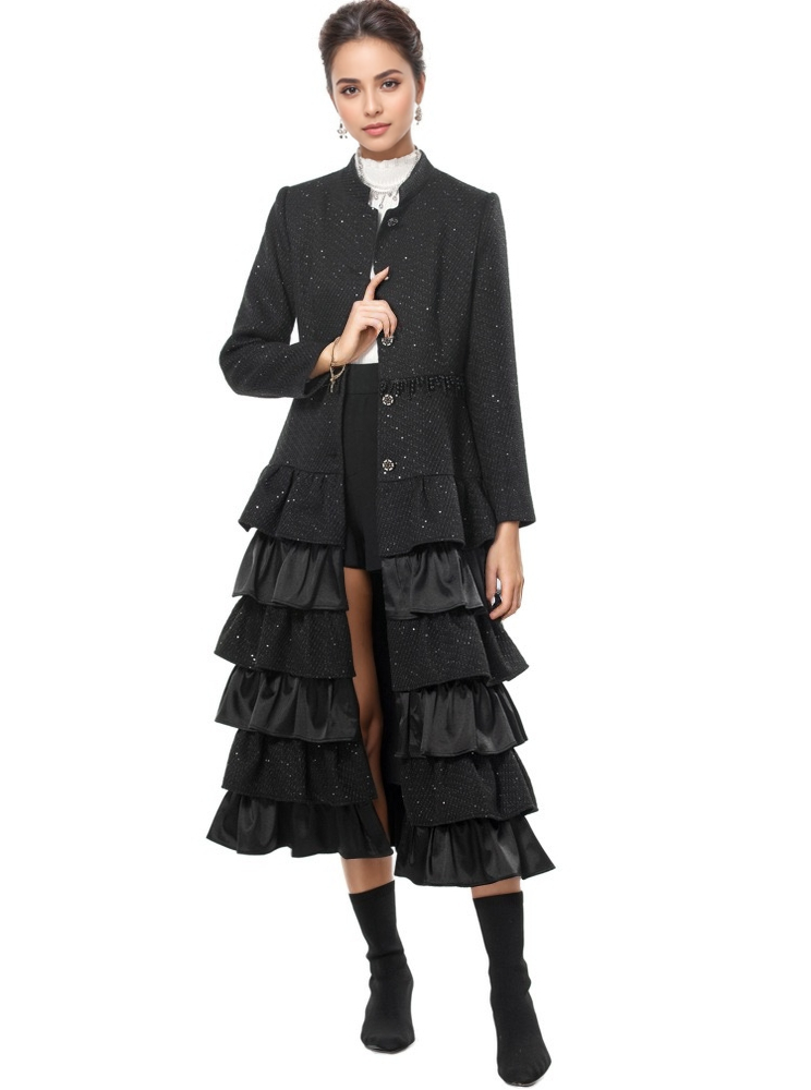 CT110L Handmade Beaded Tassel Ruffled Cake Windbreaker