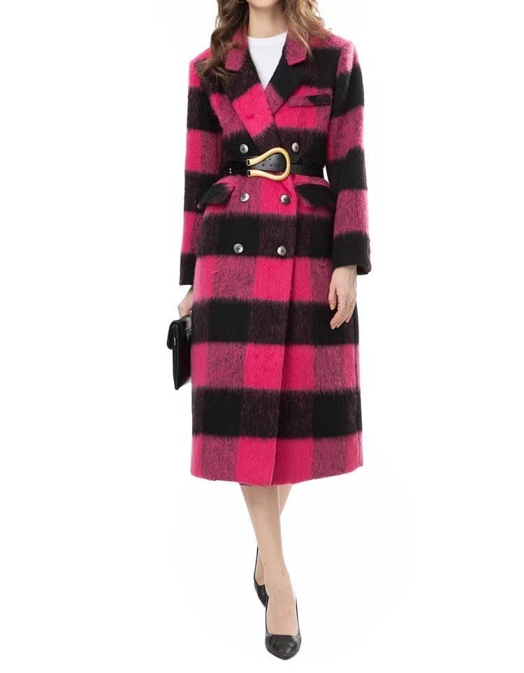 CT79 Women's Autumn/Winter Casual Warm Plaid Wool Coat