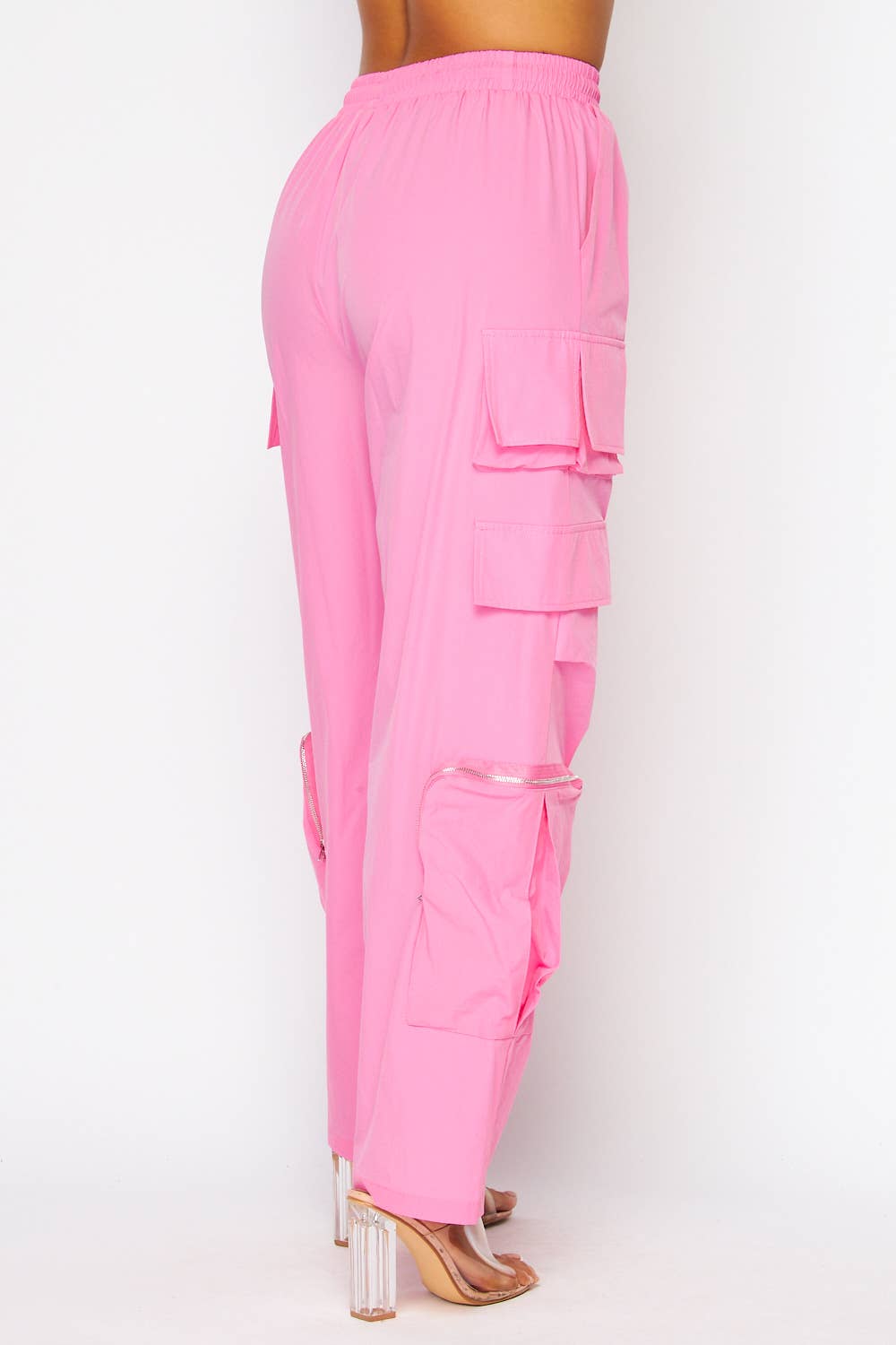 Mandy Zipper Cargo Pocket Relaxed Drawstring Pants (HXP050)