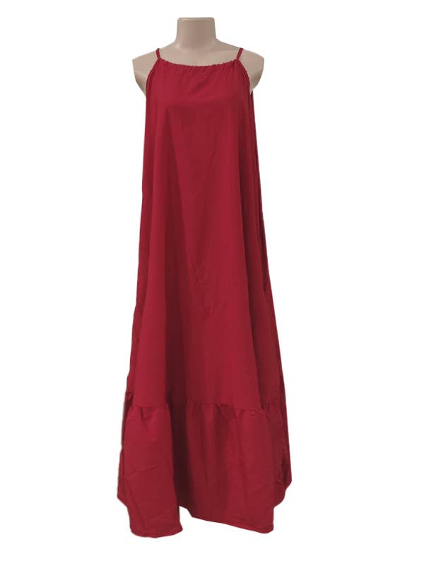 Solid halter sleeveless maxi dress