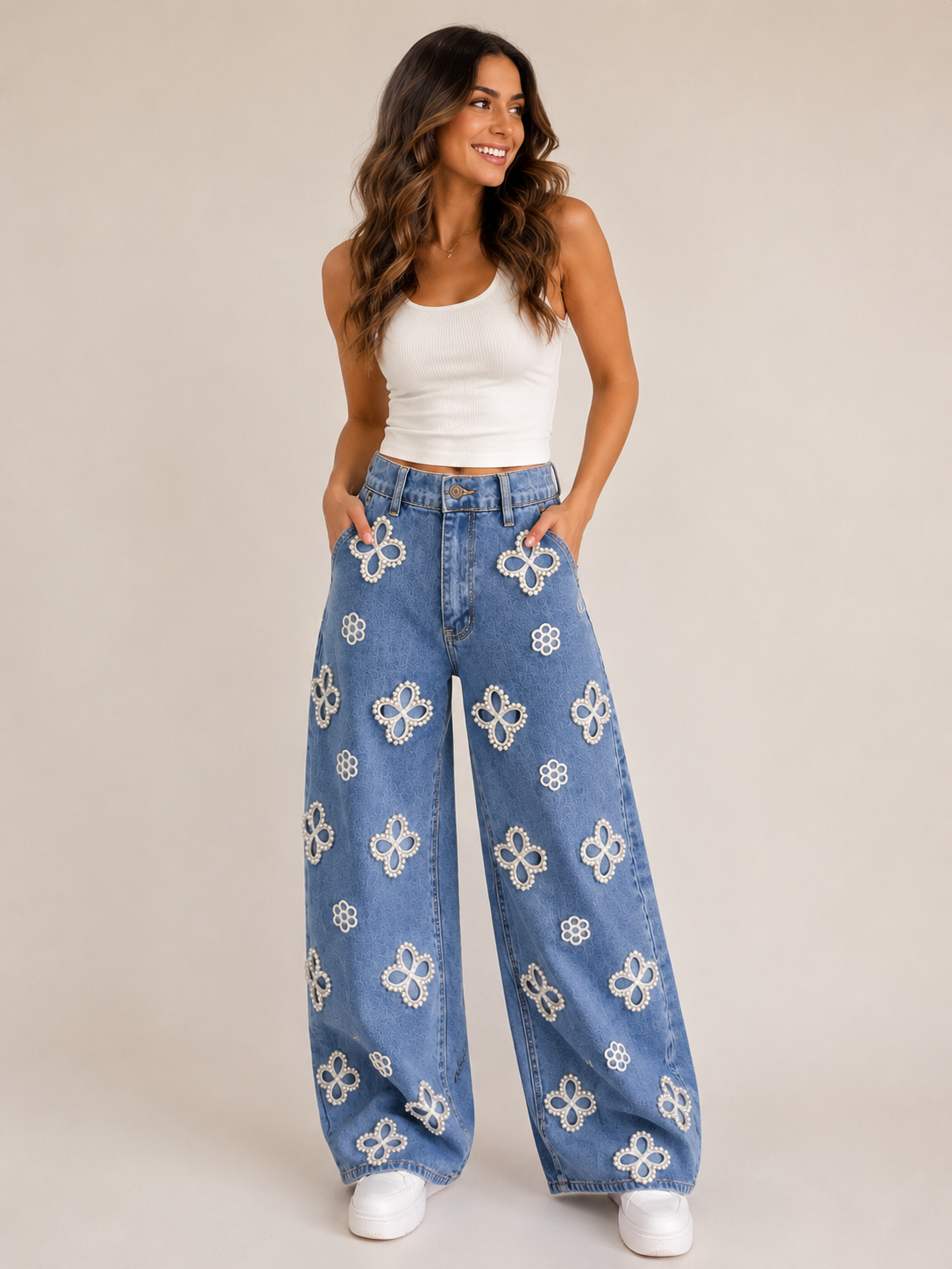 BP1156F High Rise Jeans W/Pearl