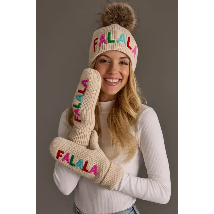 M-588 Beige Fa La La Knit Mittens