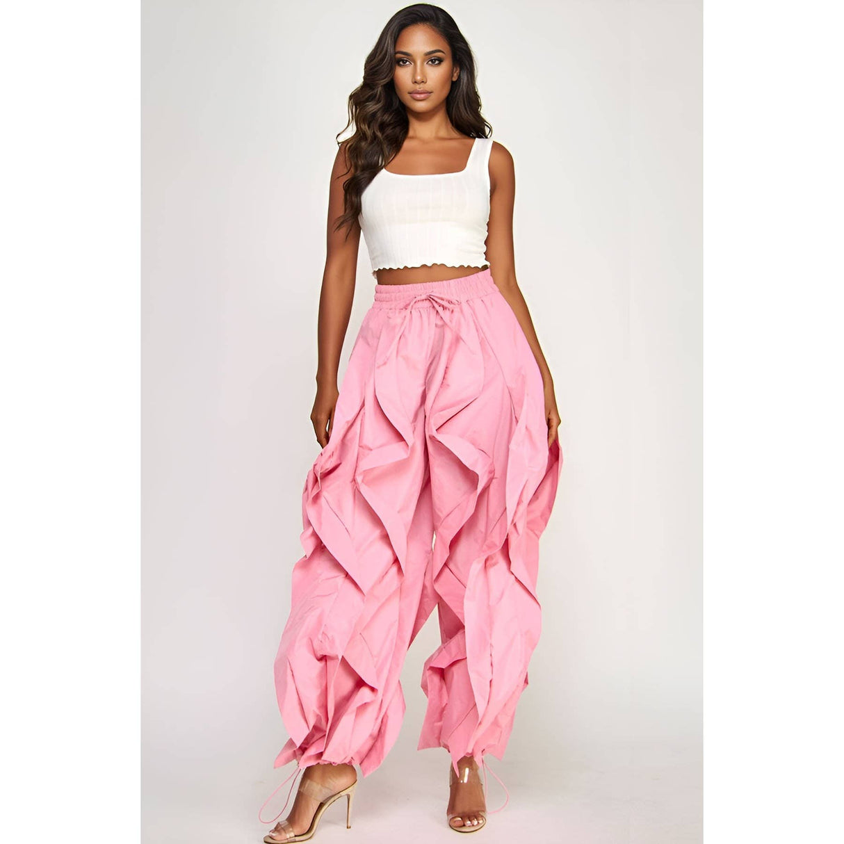 Oversized Wide Leg Ruffle Jogger Pants