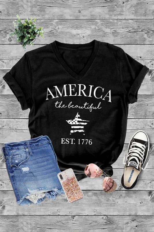 Unisex Short Sleeve V Neck T-Shirt