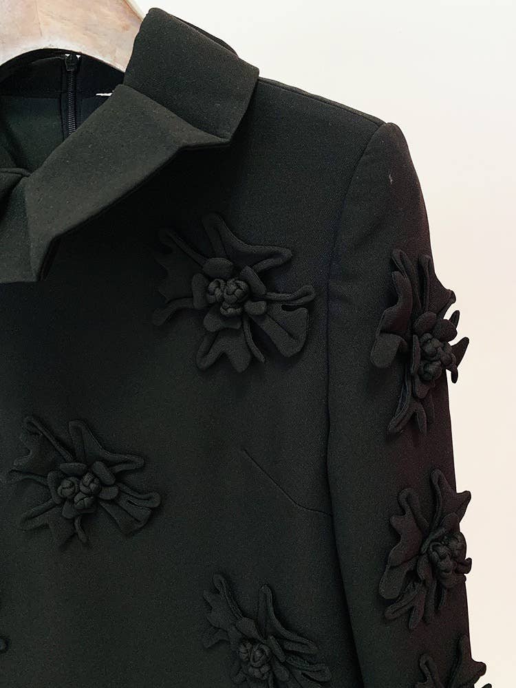DR079 Handmade Three-dimensional Flower Bell Sleeve Dress