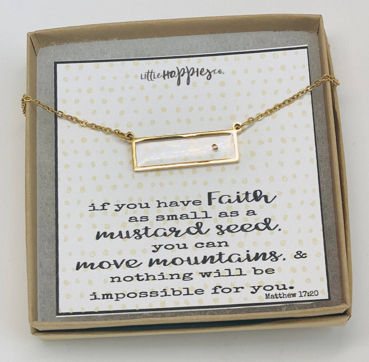 Real mustard seed necklace, Encouragement gift, Mustard seed