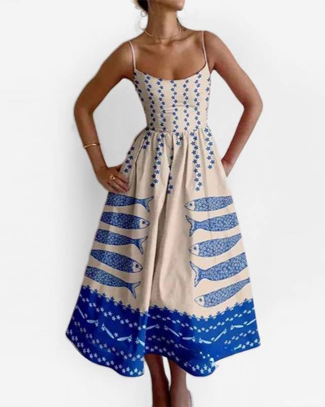 Summer Fashion Prnt Sexy Style Slip Long Dress