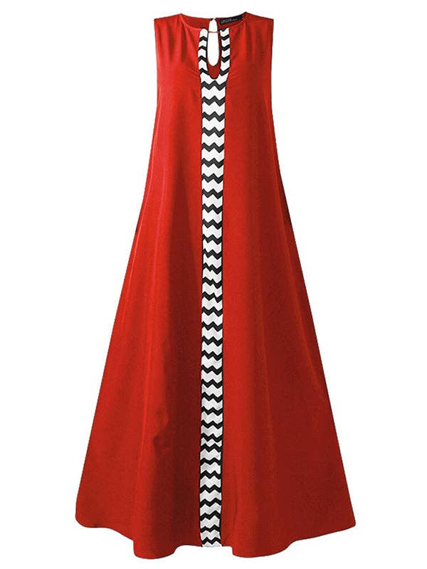 Loose Printed Split-Joint Sleeveless Maxi Dress