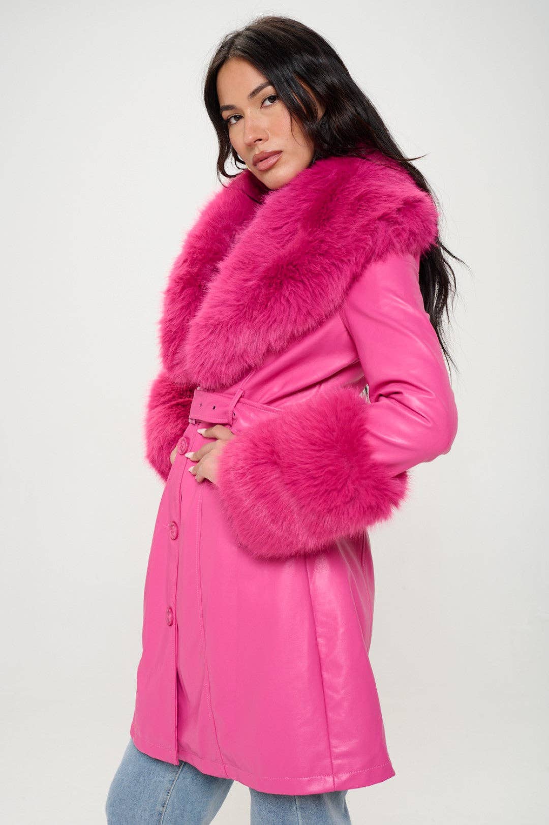L414L1: Emberlong Vegan Leather Coat