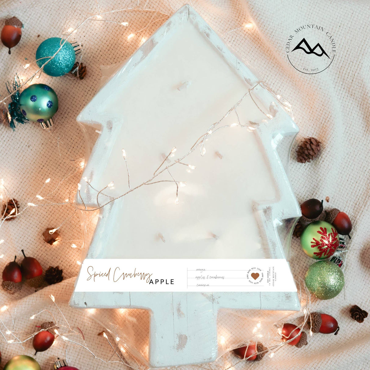 FALL SCENTS: Christmas Tree Wood Dough Bowl Soy Candle: Natural / Fraser & Fir Needle
