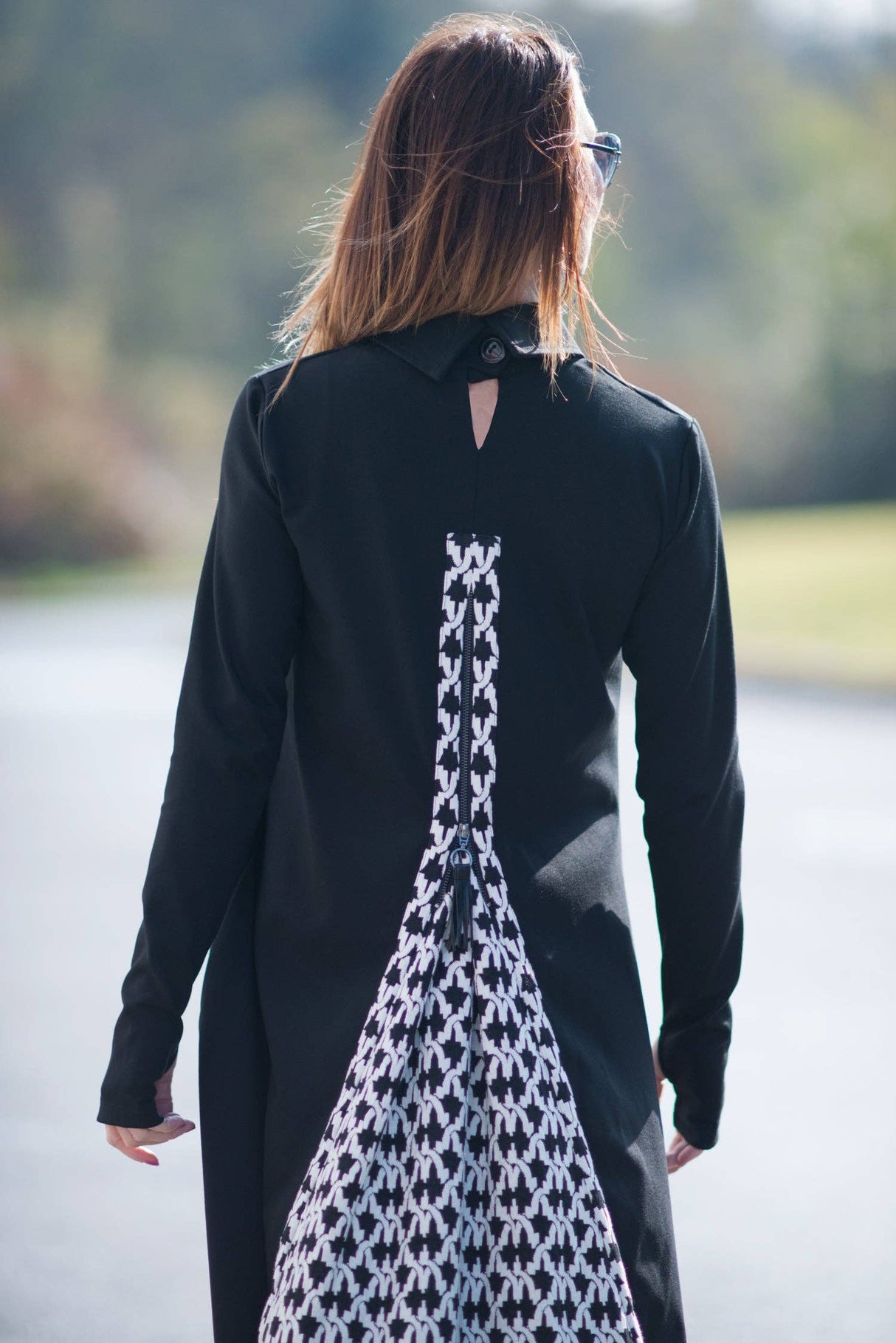 Black Long Plaid Winter Dress ROSA