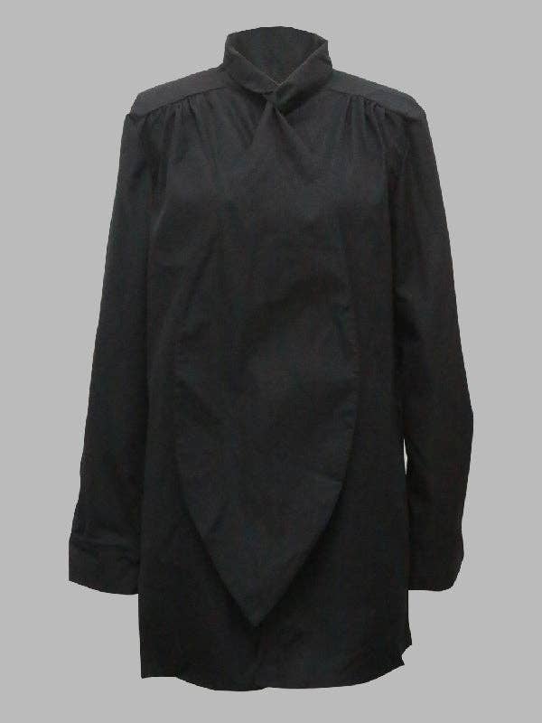 Long Sleeves Loose Solid Color High-Neck Blouses&Shirts Tops
