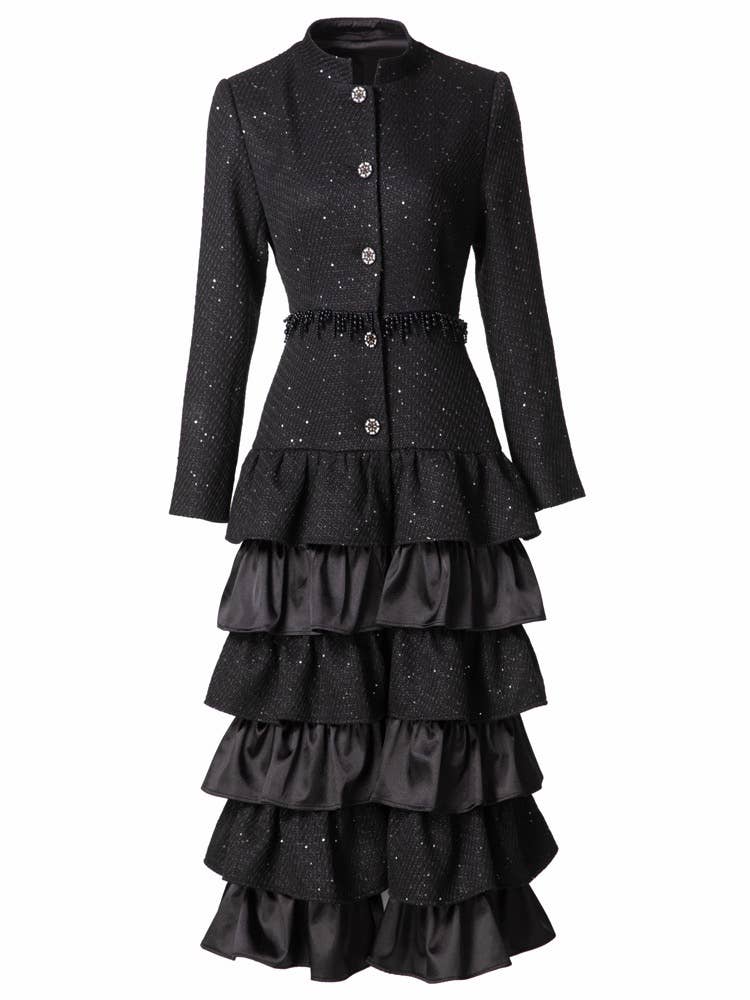 CT110L Handmade Beaded Tassel Ruffled Cake Windbreaker