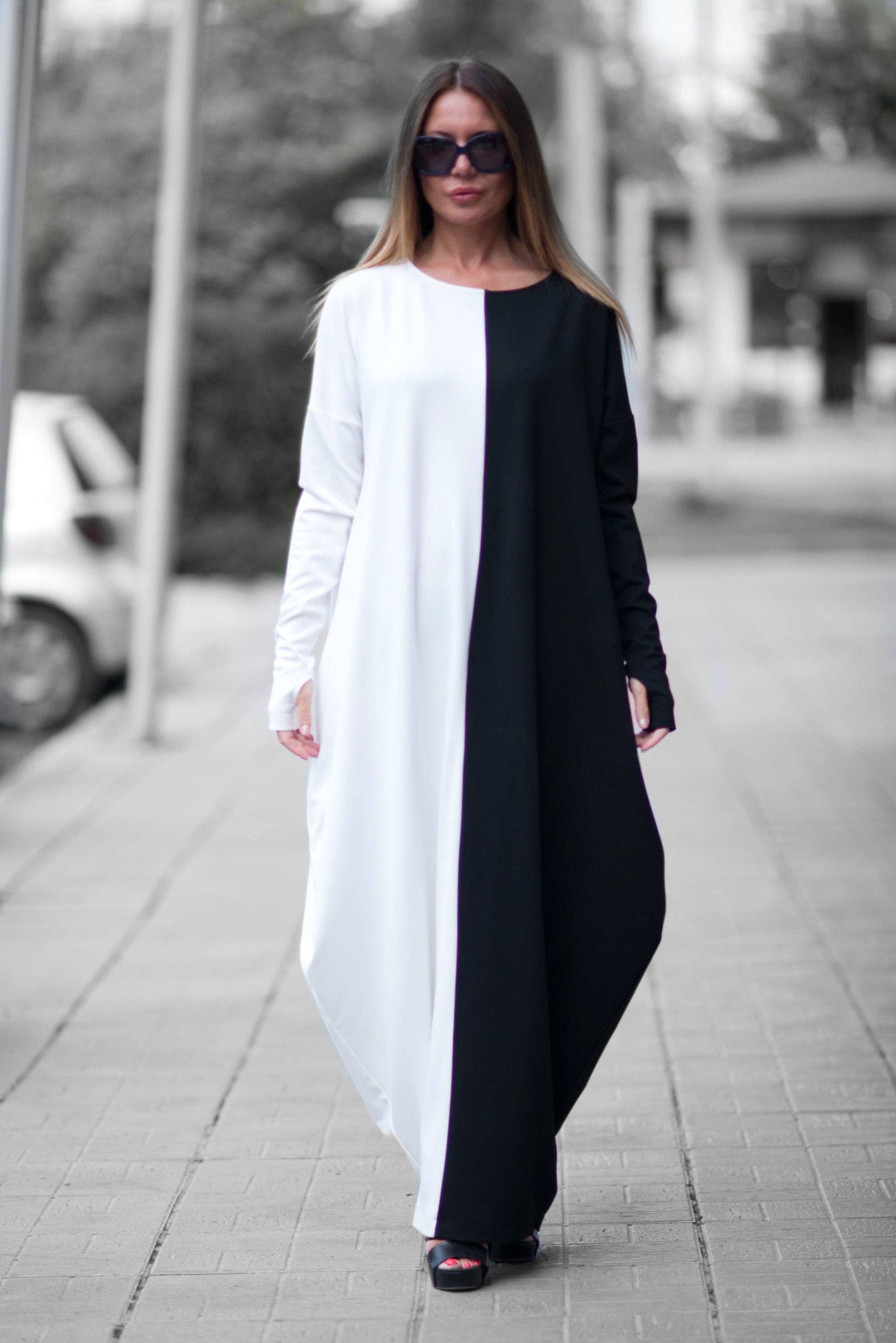 Black and White Cotton Dress WENDY