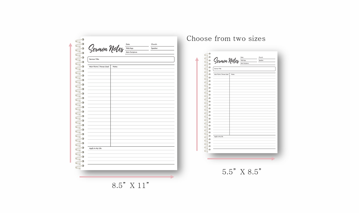 Sermon Notes Spiral-bound journal, 40 pages