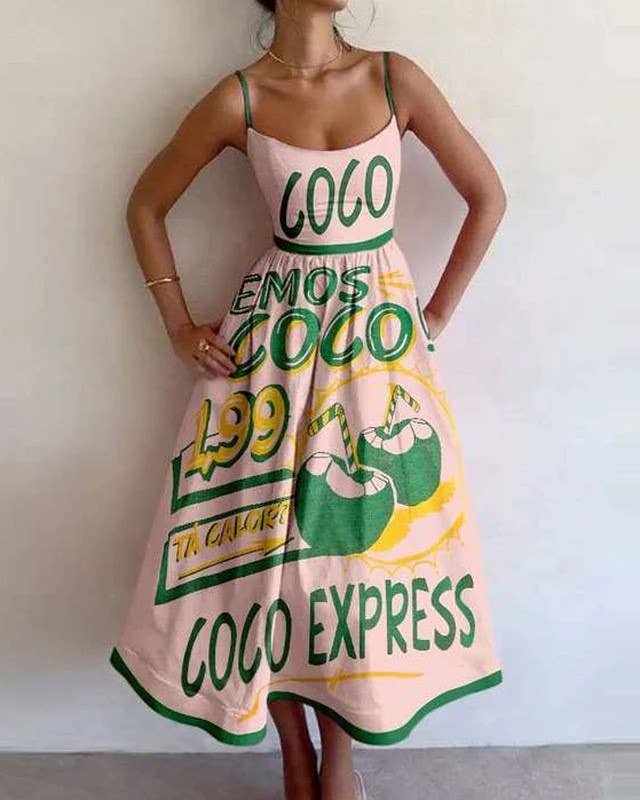 Summer Fashion Prnt Sexy Style Slip Long Dress