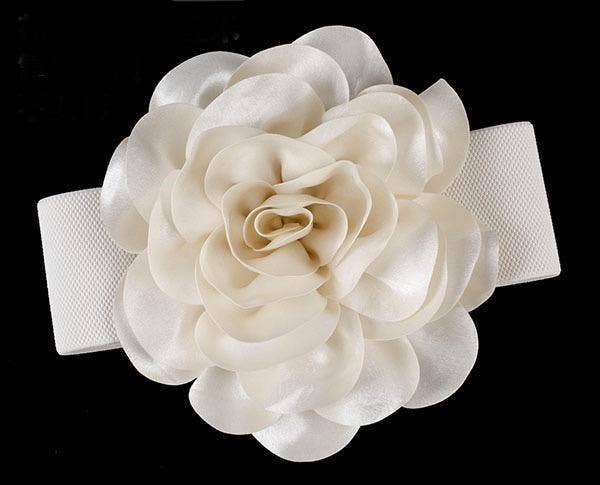 BELT-1 Elegant White Floral Dress Belt - Fashion Accessory