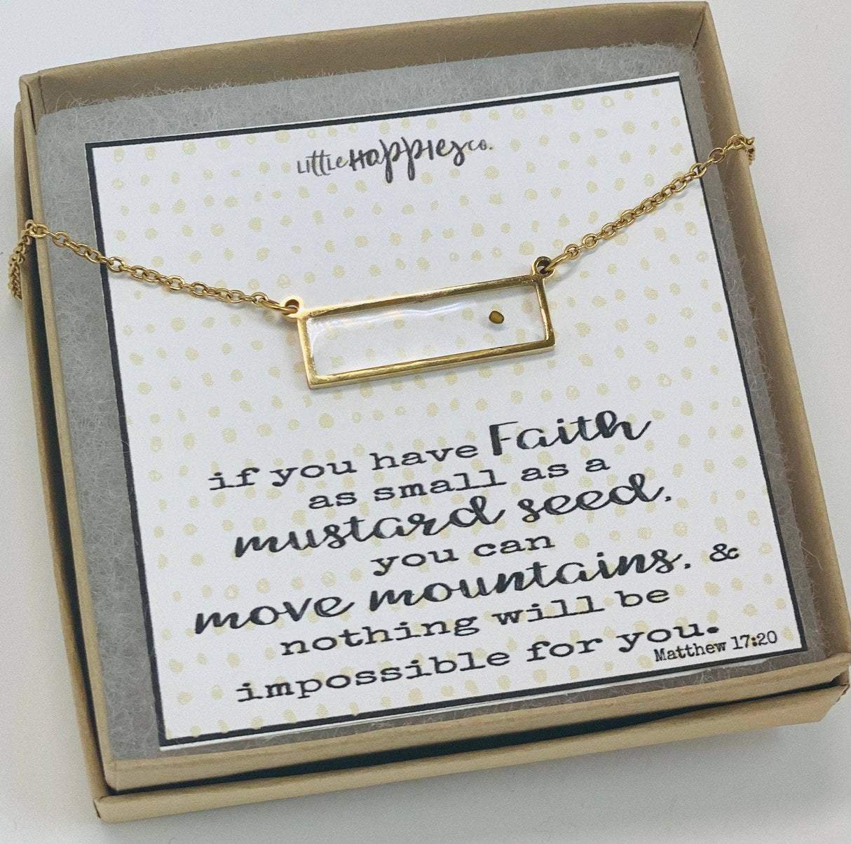 Real mustard seed necklace, Encouragement gift, Mustard seed