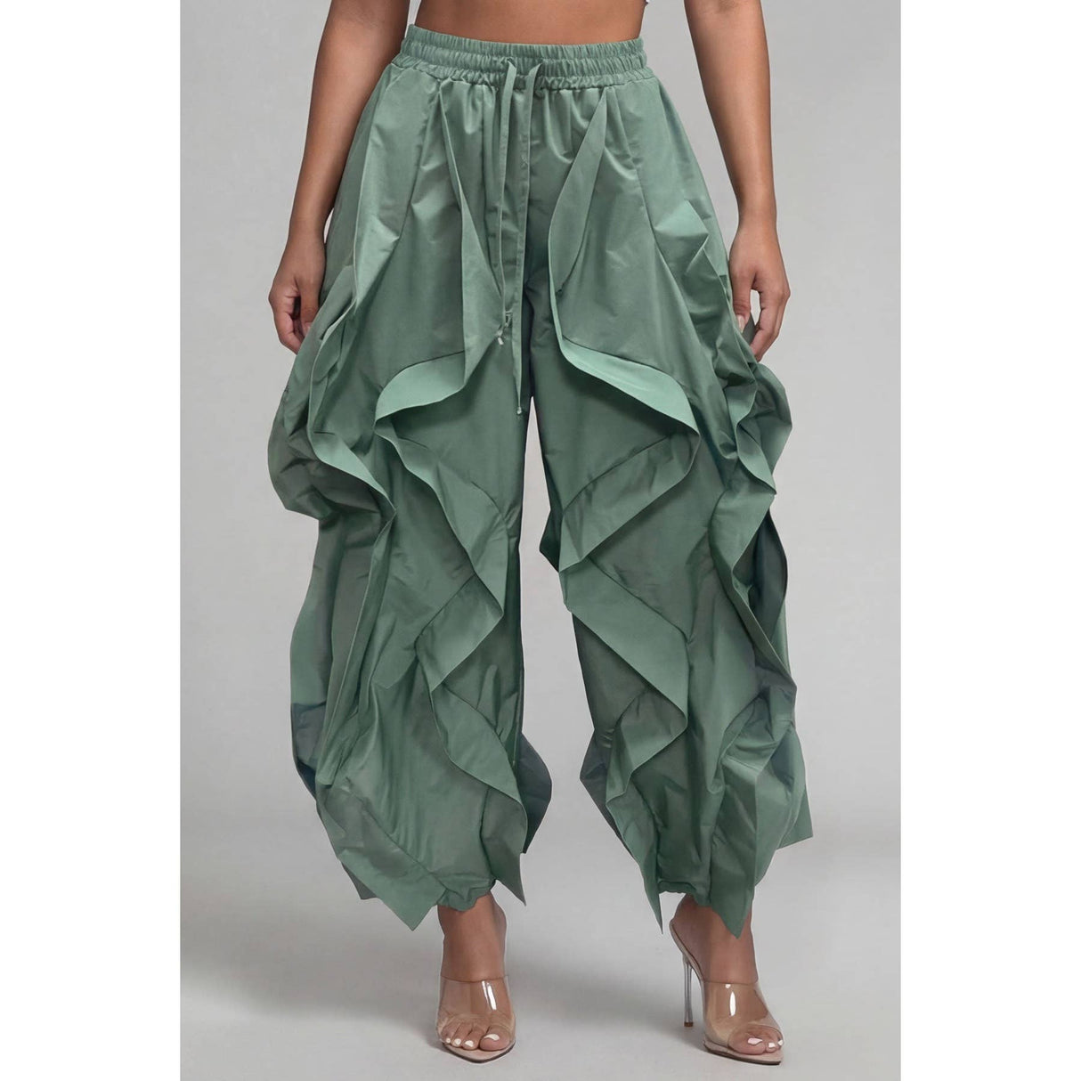 Oversized Wide Leg Ruffle Jogger Pants