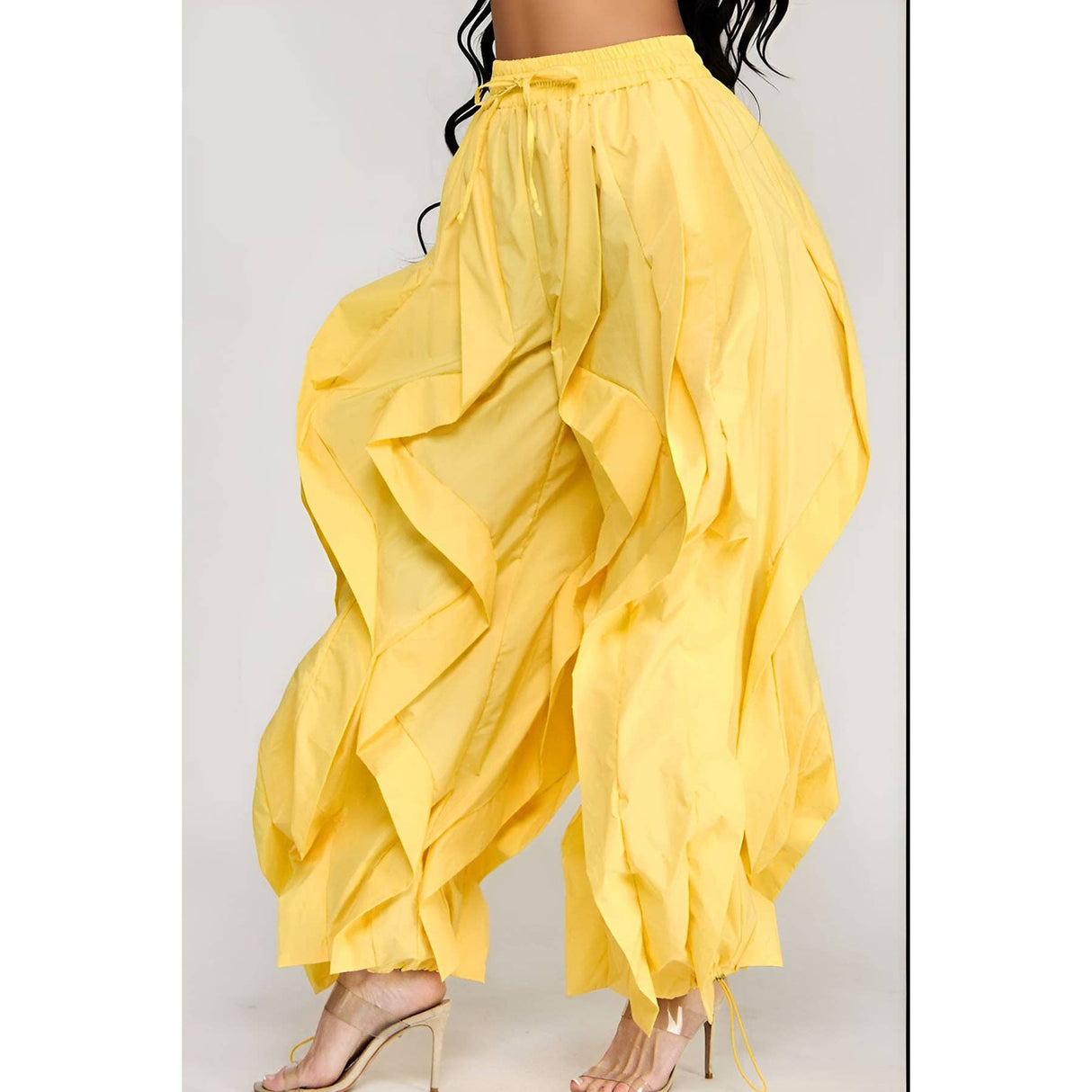Oversized Wide Leg Ruffle Jogger Pants