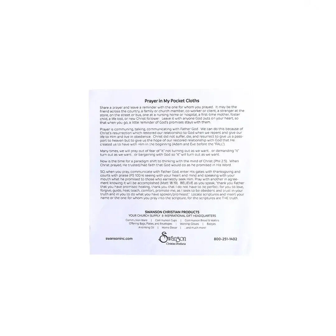 Prayer Cloth Healing Verses Pk6