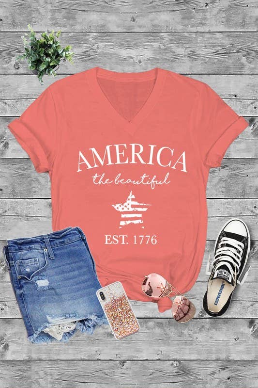 Unisex Short Sleeve V Neck T-Shirt