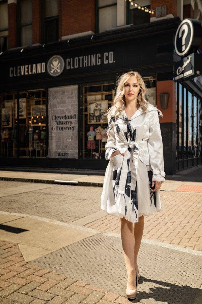 Printed Dupioni Bubble Coat Dress Fully Lined Zipper - 11665