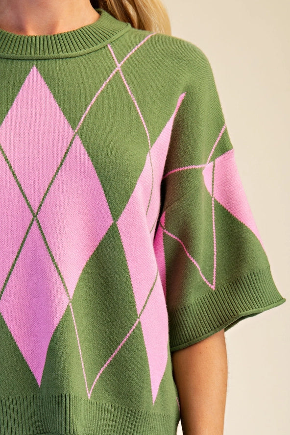 SW8663 Argyle Pattern Sweater