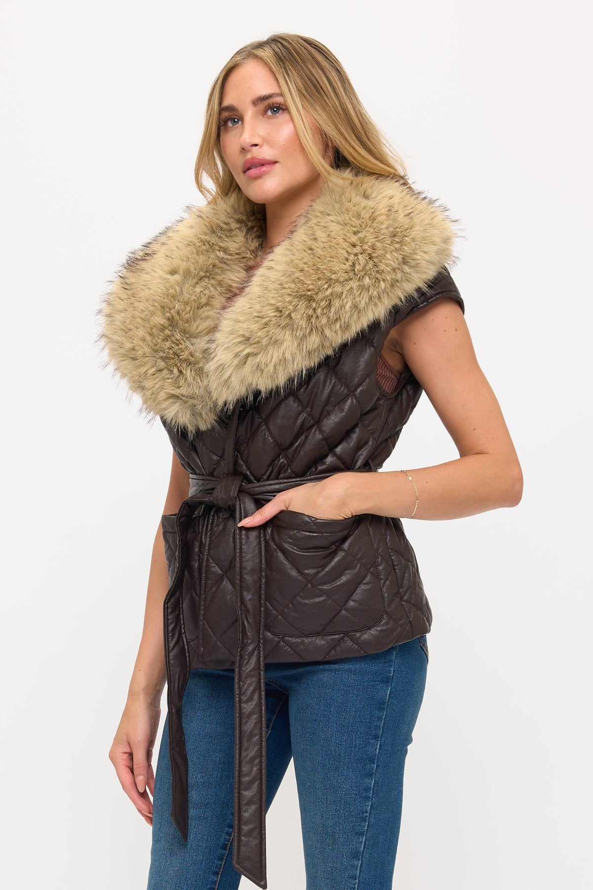 CLALP0157: Sovereign Faux Leather Quilted Vest