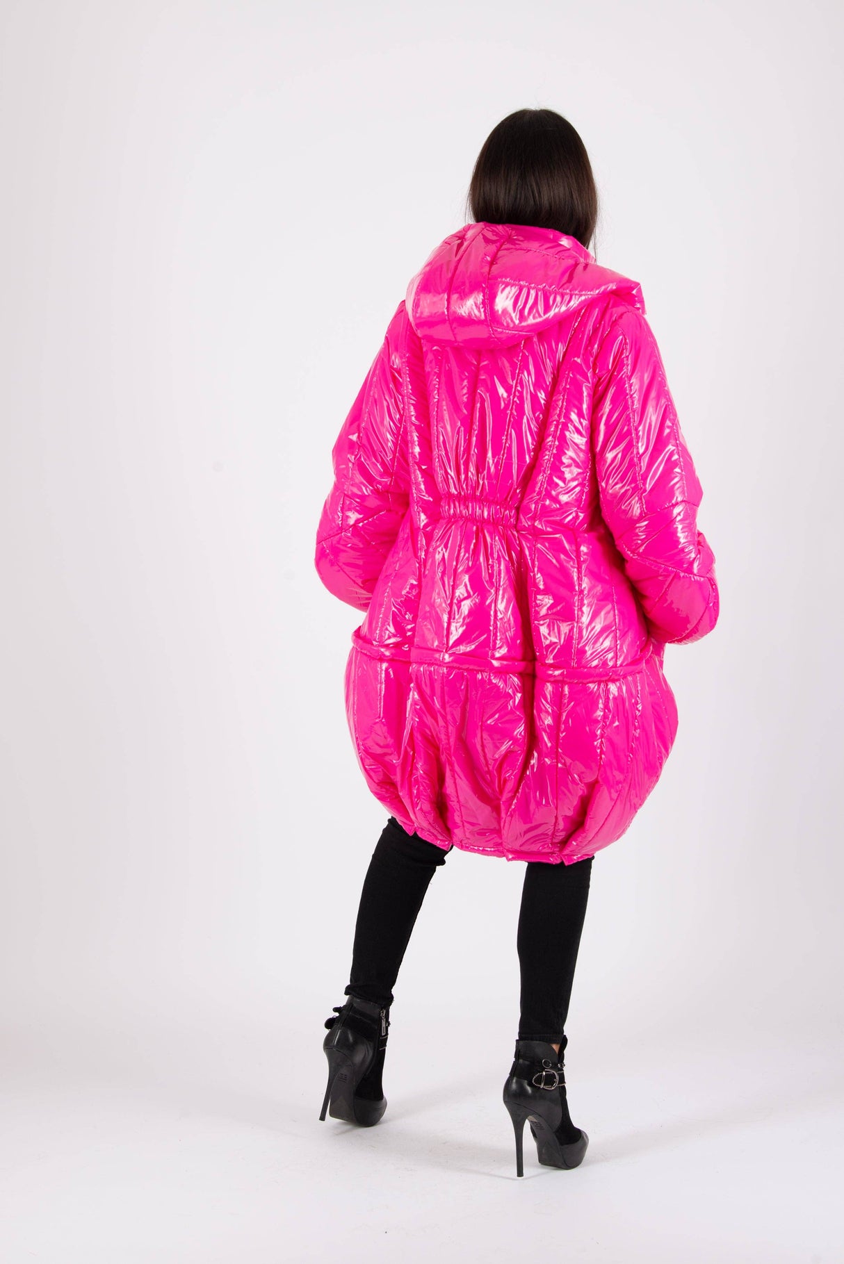 Hot Pink Women Loose Autumn Winter Puffer Coat DONNA