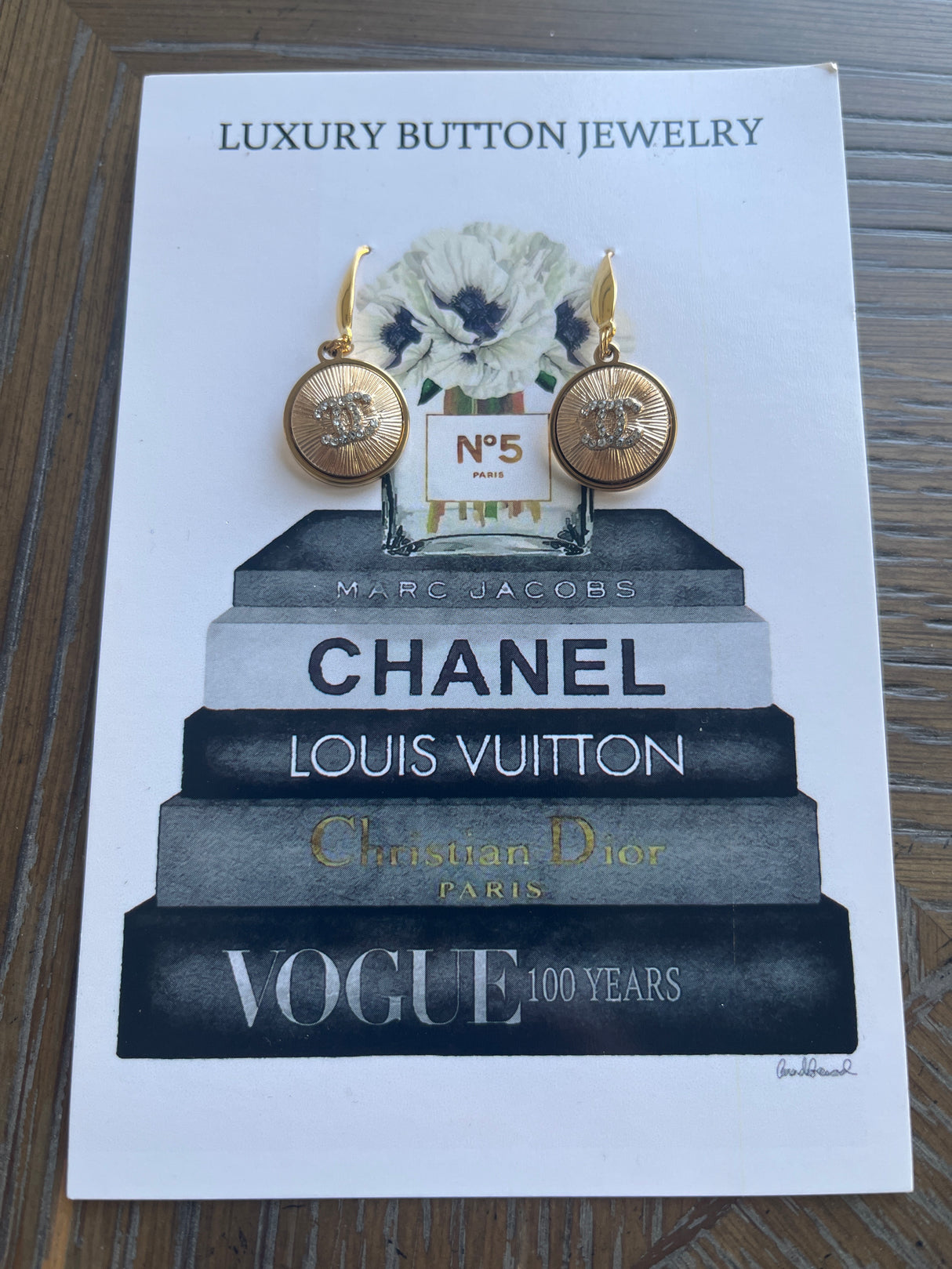 20Z DANGLE GOLD/CRYSTALS EARRINGS