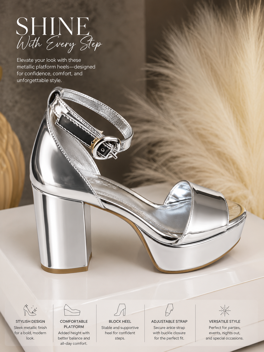 3002 Mayvinaa Platform Sandal-Silver