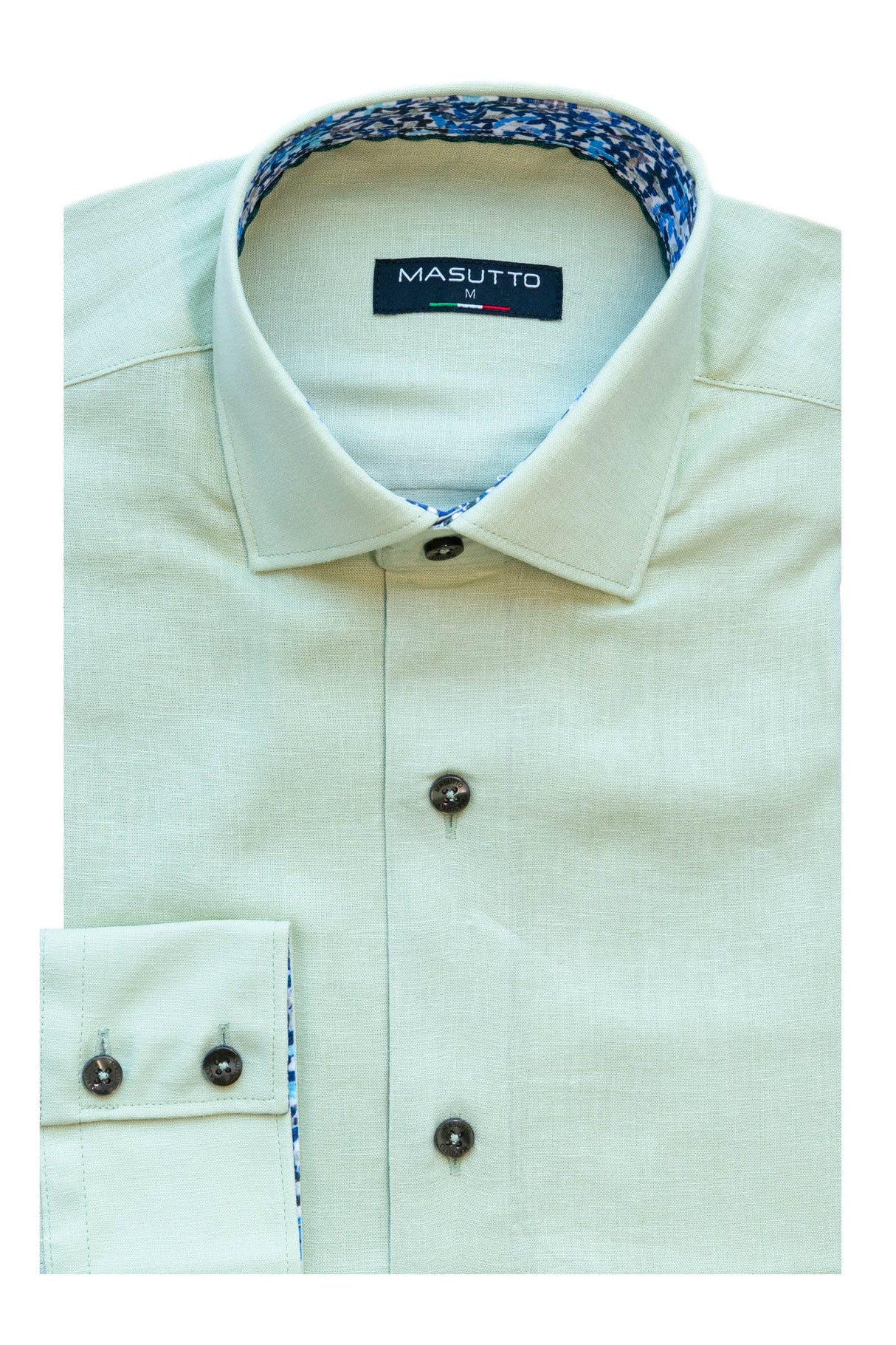 DELLA/03 GREEN LINEN LONG SLEEVE