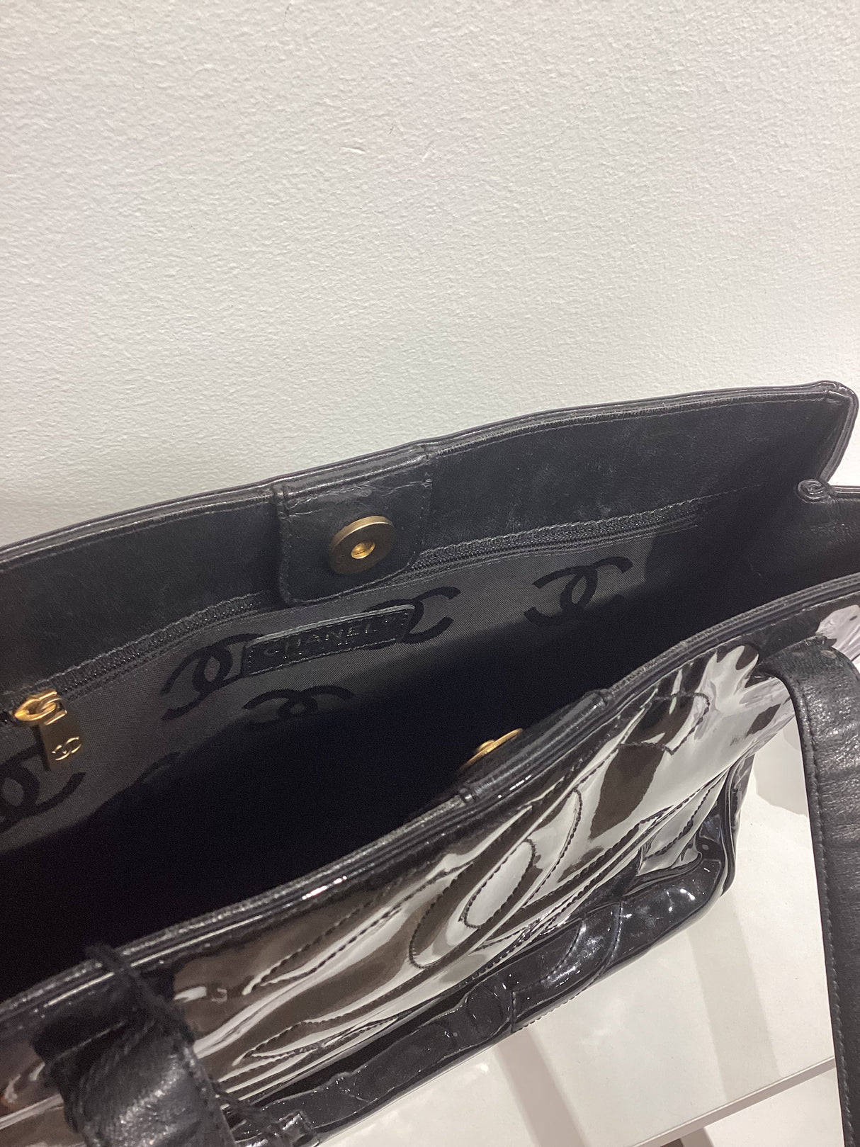 Black Patent Leather Tote