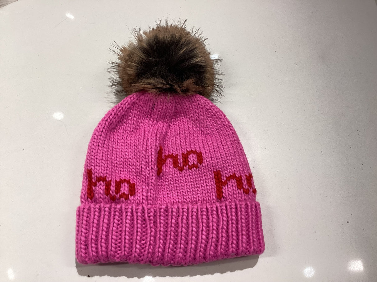 H-809 Pink & Red Ho Ho Ho Pom Hat