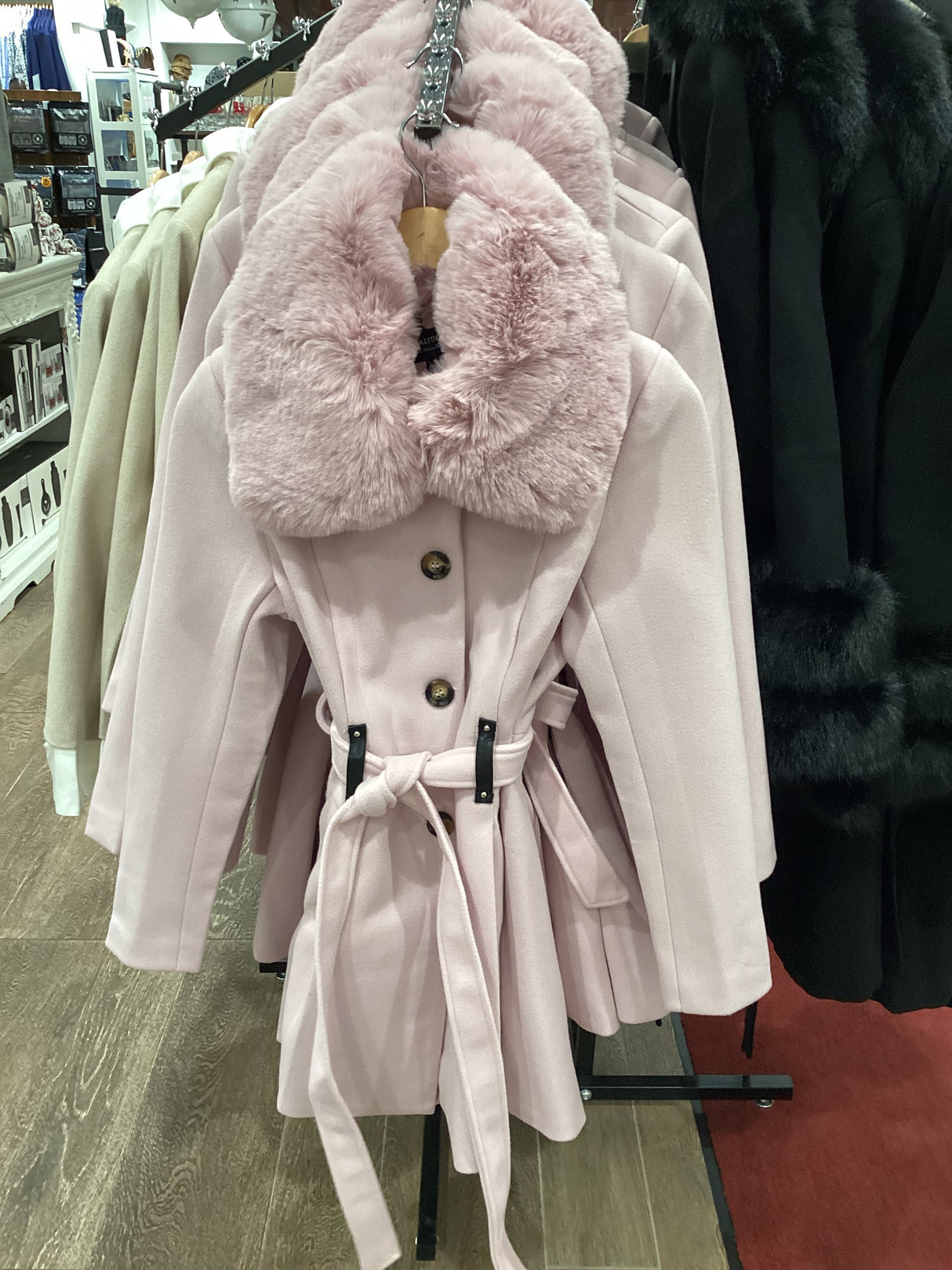 CLAWC439 Regal Embrace Faux Fur Collar Coat