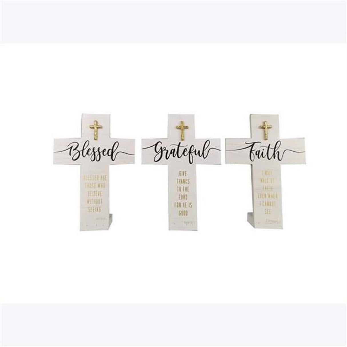 Wood Golden Faith Tabletop Sign, 2Ast. Believe, Blessed