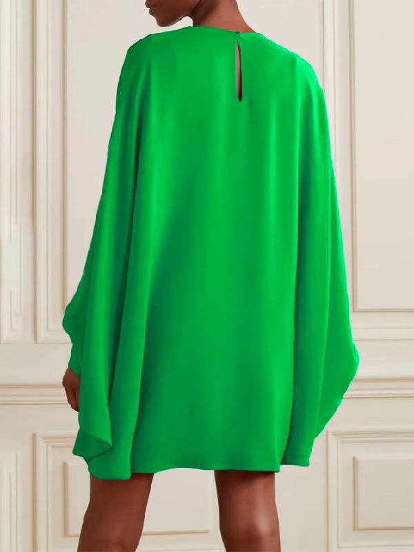 Batwing Sleeve Round Neck Mini Dress